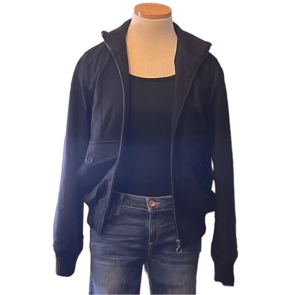 Theory Zip Up Knitted Wool Sweater Jacket, Black, Small - Picture 7 of 16